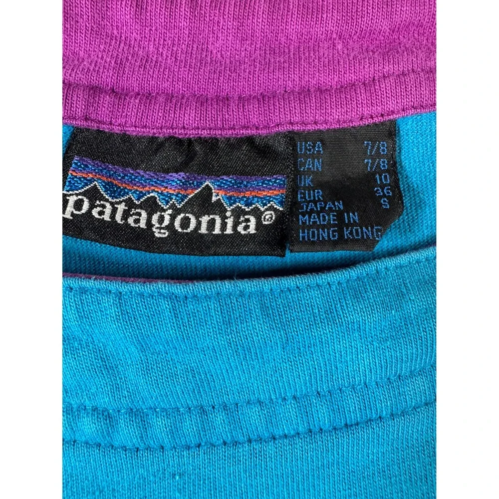Vintage Patagonia Kids 7/8 Teal Purple Made in Hong Kong 80s 90s Retro Outdoor